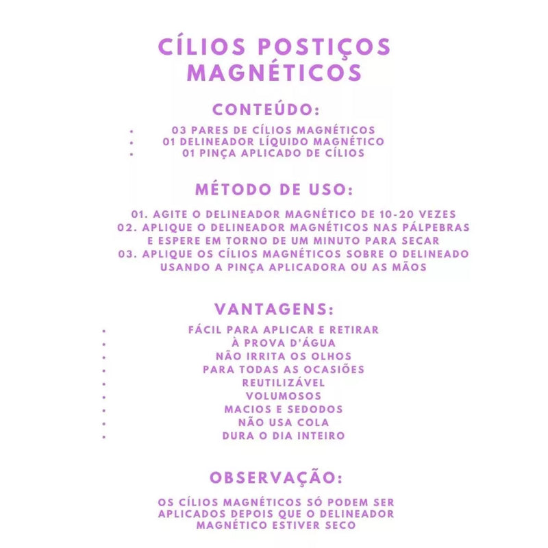 Kit Cílios Postiços Com Delineador Magnético + Pinça Aplicadora