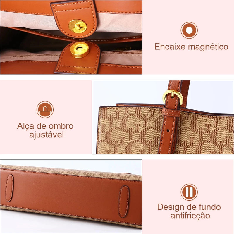 Bolsa de Ombro Feminina Couro Impermeável