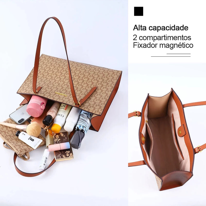 Bolsa de Ombro Feminina Couro Impermeável